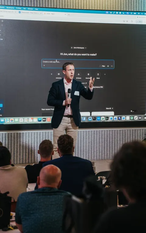 Jon Cheney leading a hands-on AI build workshop
